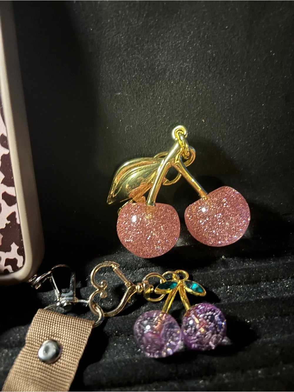 Cherry phone case with large and small cherrys included